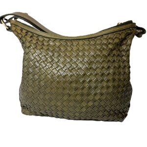 Cole Haan Avery Heritage Weave Green Leather Hobo Bag